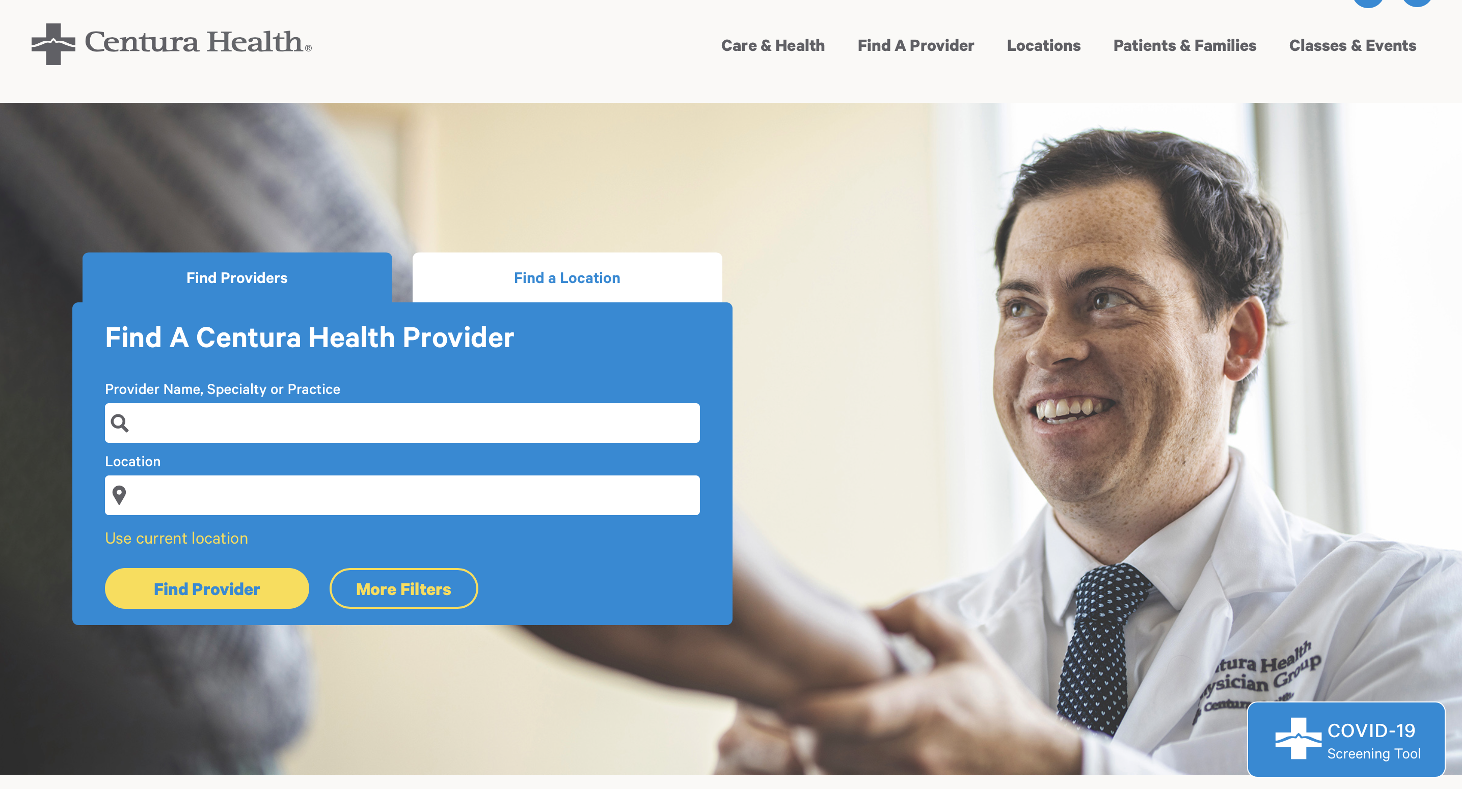 Centura healthcare web design