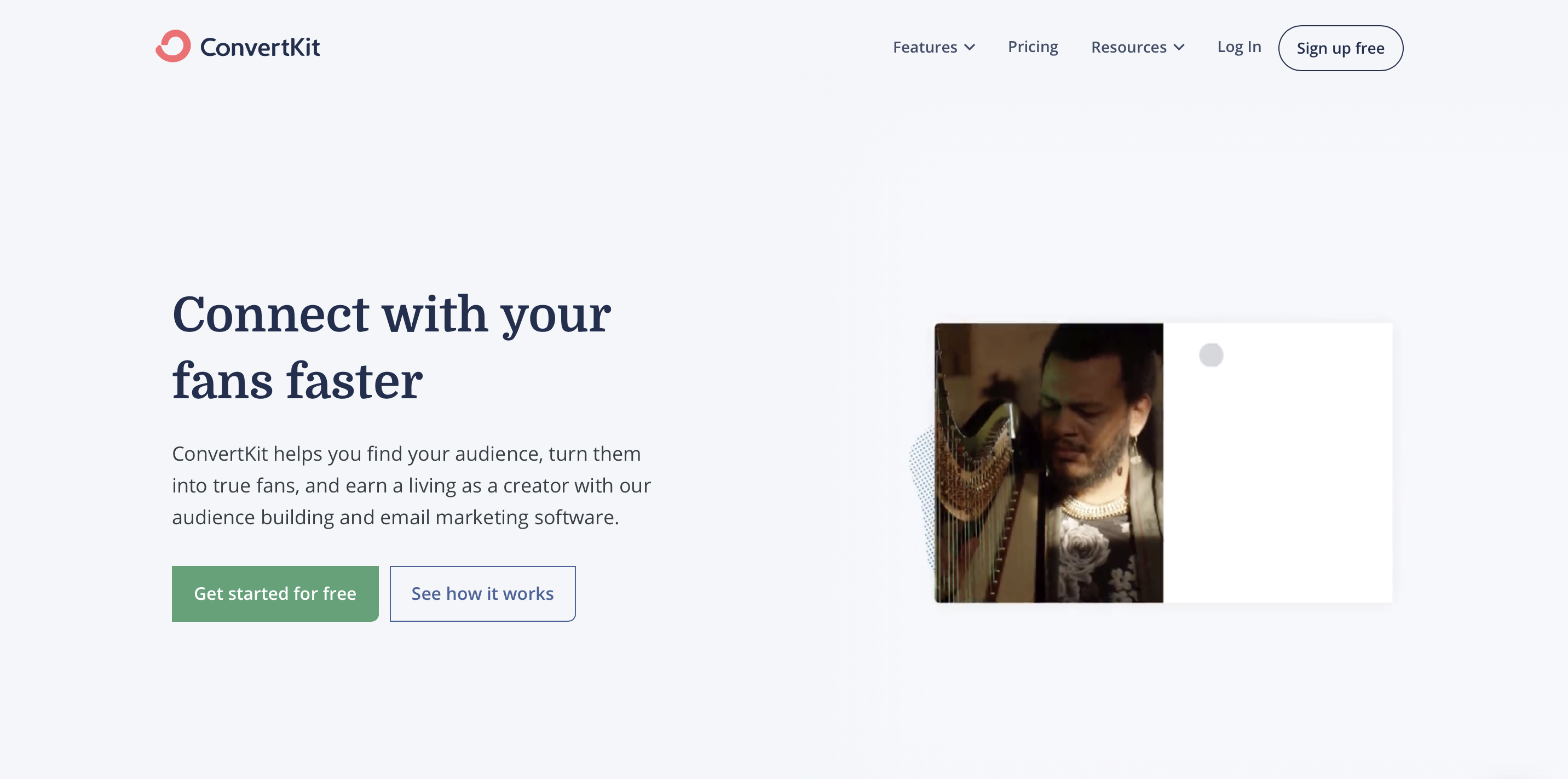 ConvertKit Homepage Hero Section Screenshot