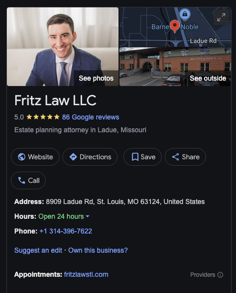 law firm seo gmb profile