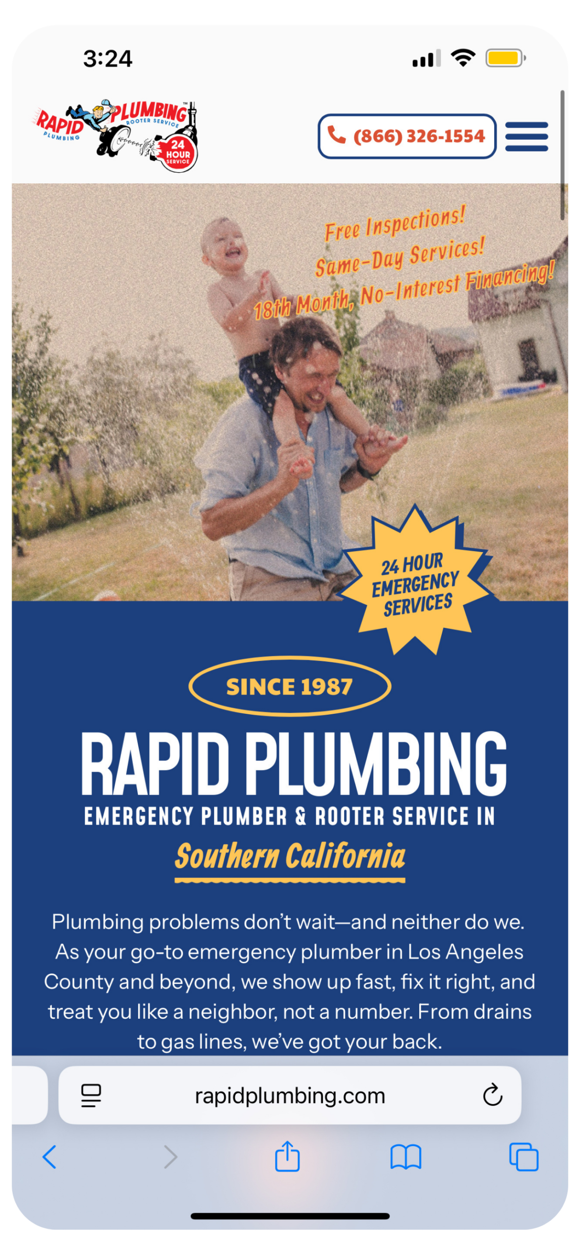 plumbing website mobile